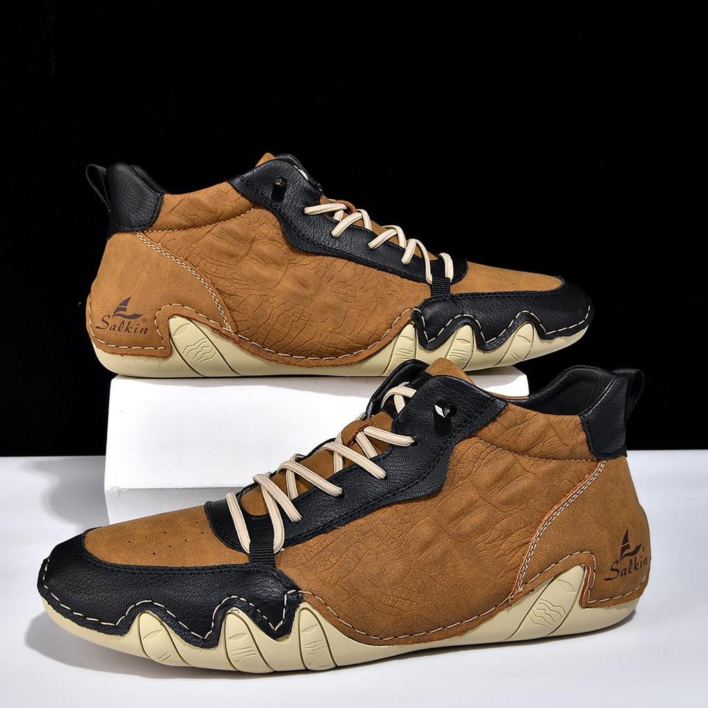 Größe 48 Handgefertigte Spaltleder Freizeitschuhe Herrenstiefel Bequeme Stiefeletten für Herren Schuhe Mokassins Herren Ballerinas