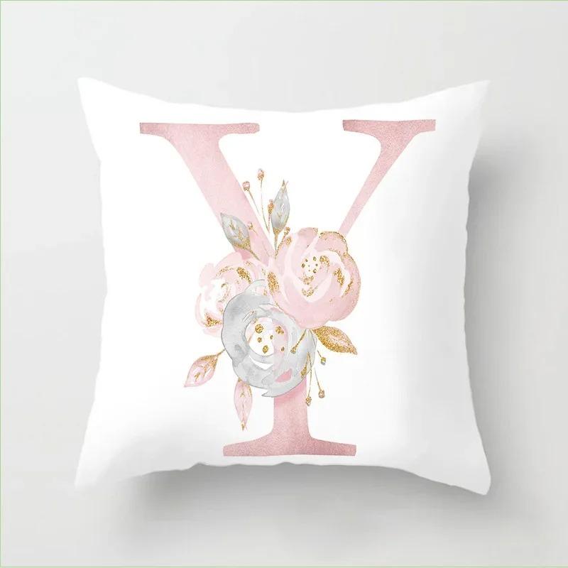 Pink Letter Printed Pillow Cover Pillow Cover Sofa Cushion Decorative Pillow Cover