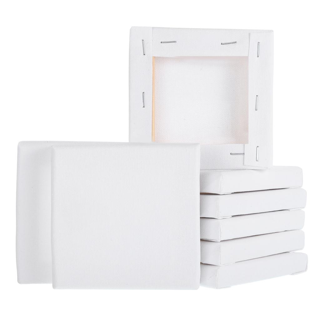 8Pcs White Stretched Canvas for Painting 10cm-30cm Blank Artist Boards Profile Cotton Canvas Panels for Beginners Professionals