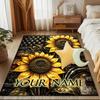 1PC Custom Name Golden Sunflowers Artwork Theme Floor Mat Ideal for Living Room, Game Rooms, Office, Bedroom,Floor Mat Playful Design