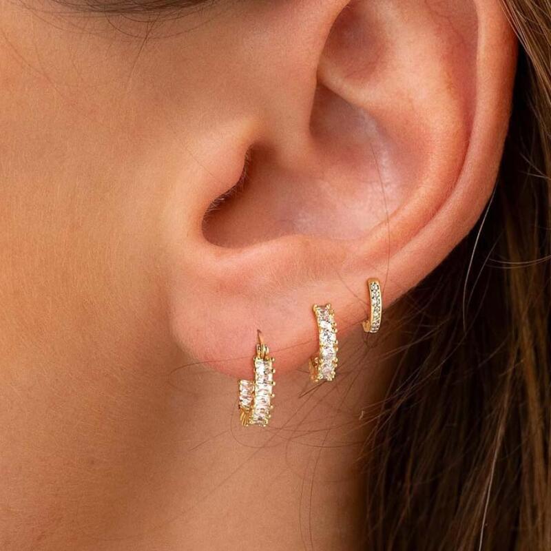 3Pcs/Set Vintage Zircon Huggie Hoop Earrings for Women Fashion Geometric Circle Ear Buckle Earrings Piercing Jewelrys Gifts