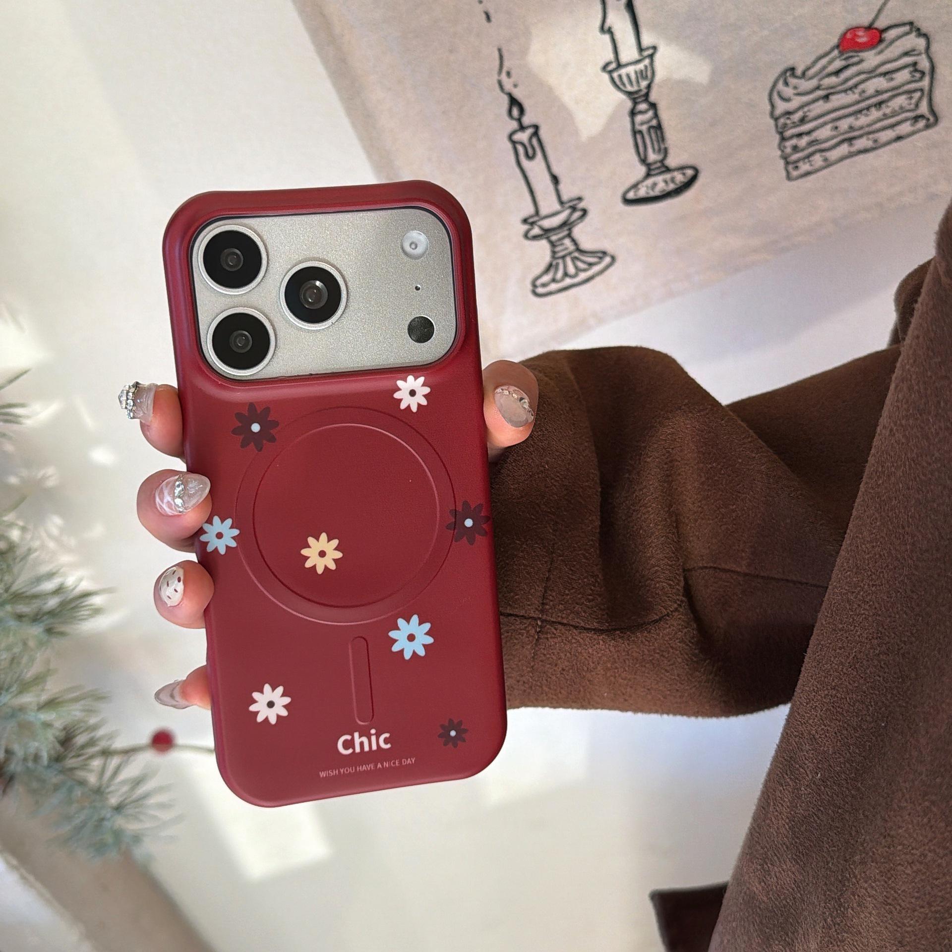 

Red Floral iPhone Case for 13/14 Pro Max & 15/16 Pro iPhone 15 Pro Max