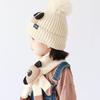 2Pcs Korean Style Children Hat Scarf Set Thickened Cartoon Warm Scarf Knitted Beanies Hat  Infant