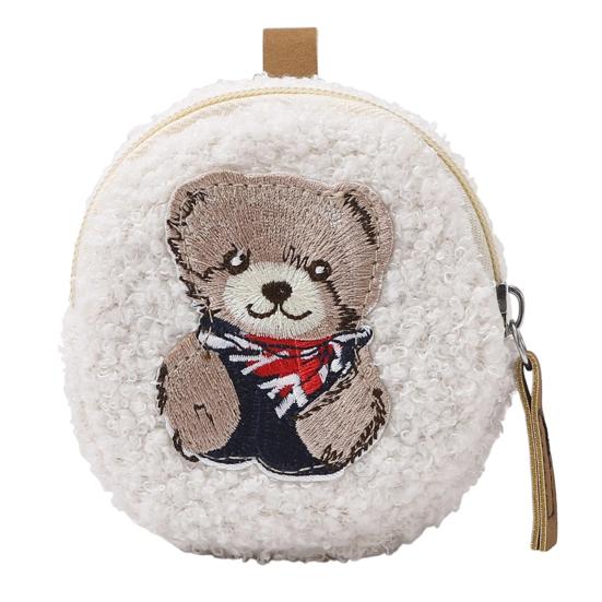 Mini Round Coin Purse Plush Small Pouch Cute Zipper Pouch Compact Change Purse E