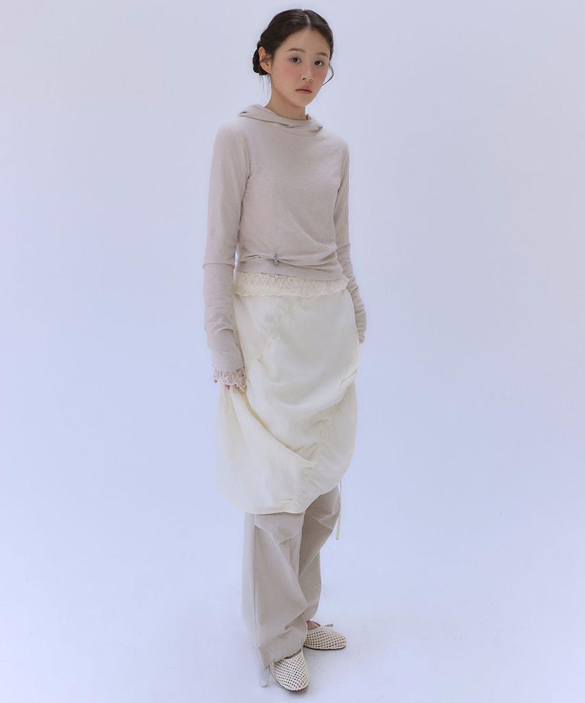 Auro Banding Balloon Midi Skirt [ Butter ]