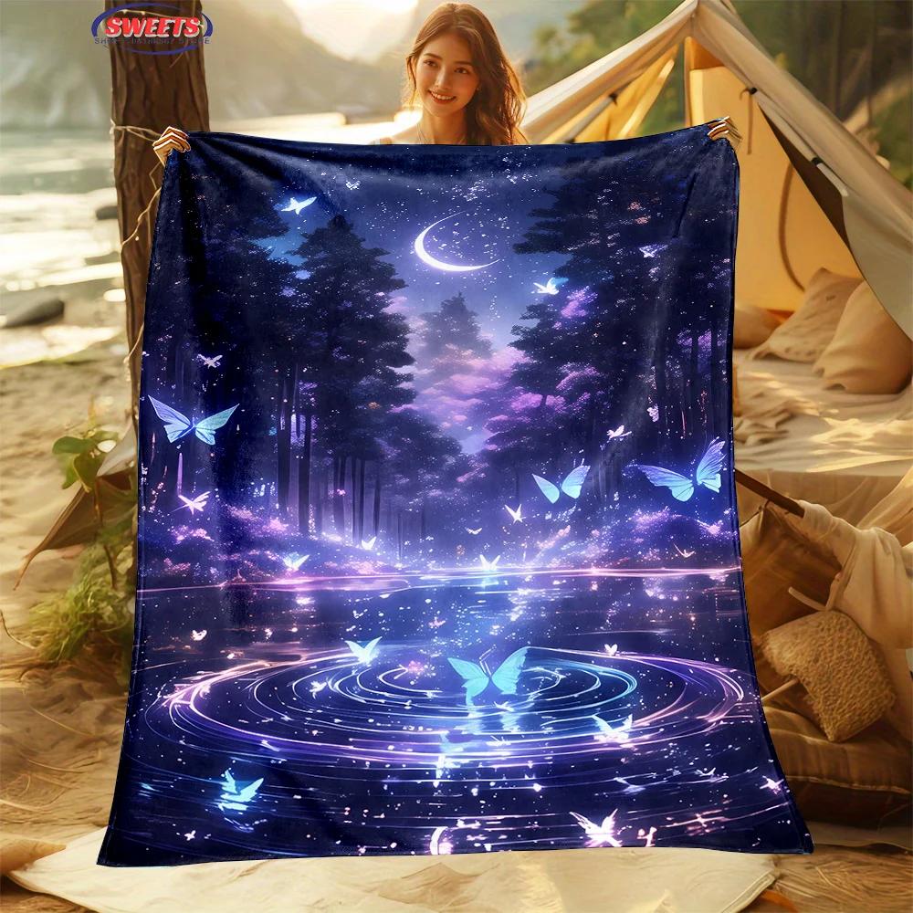 Comfortable and Soft Starry Sky Theme Blanket, Add Beauty To The Home, All Seasons, Home Office Can Be Used, Nap Camping Blanket