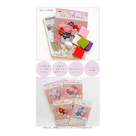 Takagi Fiber Panami Tsumami Zaiku Craft Kit - Lovely Kanzashi Hair Accessory Materials (Red) LH456
