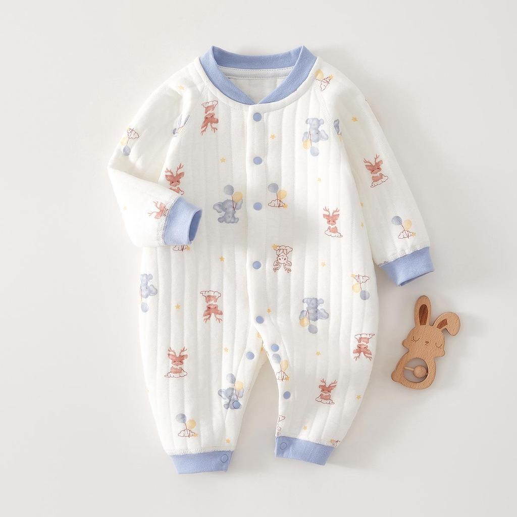 Unisex Gesteppter Baumwoll-Baby-Strampler - Warmer, leichter Neugeborenenanzug für Frühling & Herbst