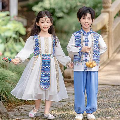 Costum de dans pentru copii inspirat de Xinjiang pentru băieți și fete - Primăvară și Toamnă, Festivalul Miezului Toamnei și Ziua Națională
