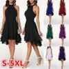 Abiti da sera per feste in chiffon senza maniche con ritaglio di abiti solidi sexy estivi alla moda da donna