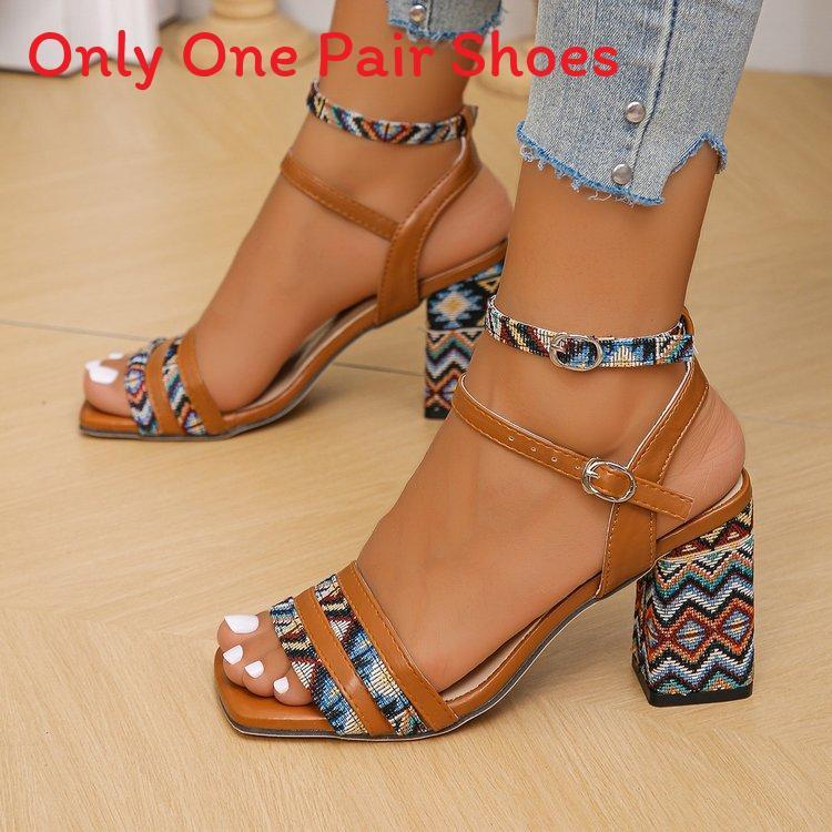 Roman Sandals For Women With Pu Material High Block Heel Summer Footwear For Casual Wear
