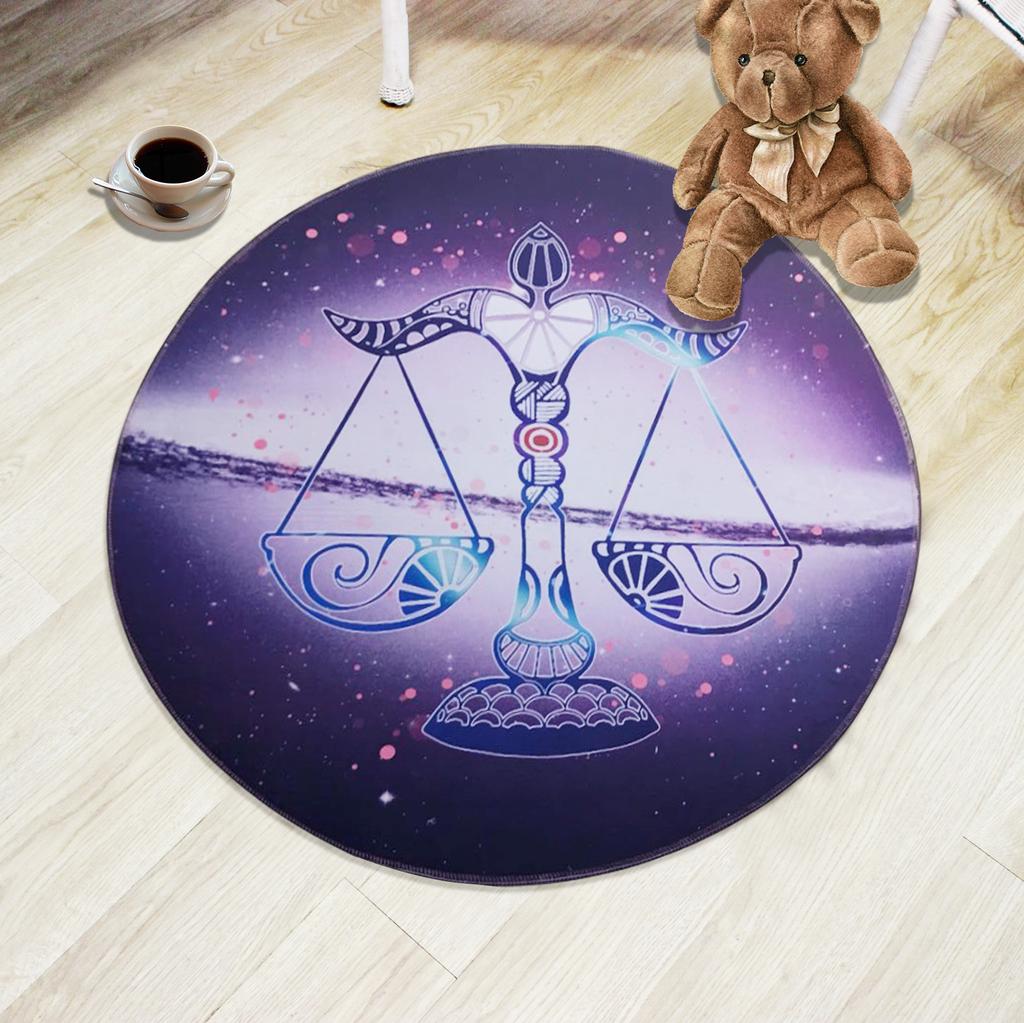 Creative 12 Constellation Round Carpet Living Room Bedroom Children's Cartoon Computer Chair Floor Mat Modern Home Carpet
