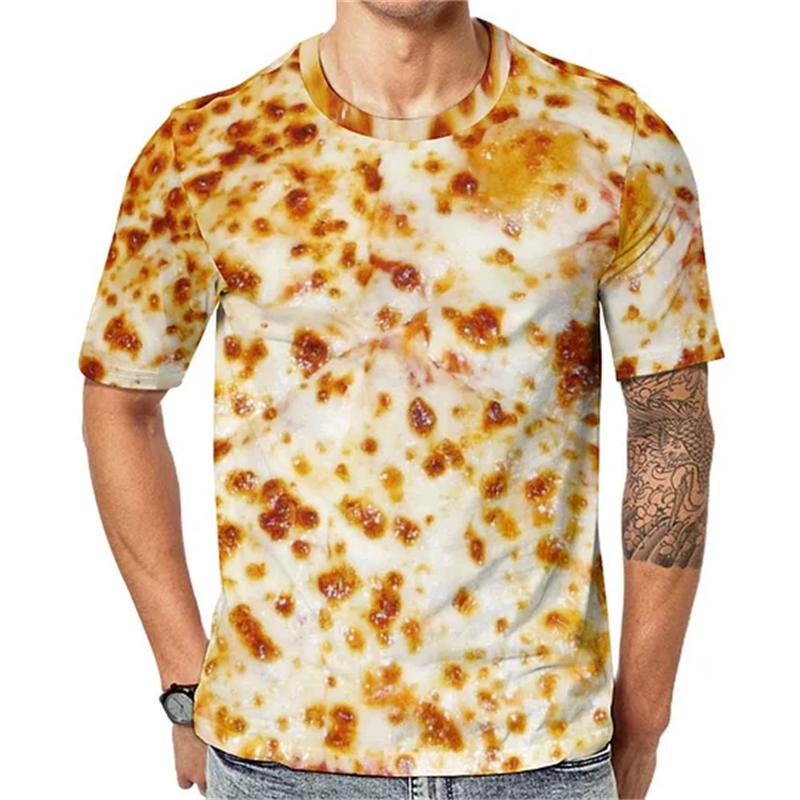 Läckra Mat Pizza Tryck T-shirts Rolig Gåva Street T-shirts Daglig Casual Harajuku Kortärmad Herr T-shirts