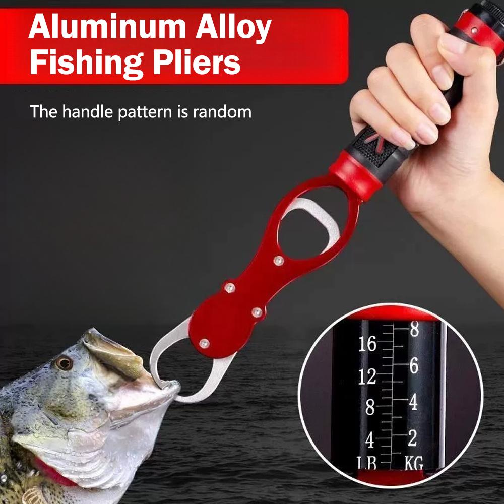 Tragbarer Aluminiumlegierung Fischgriff Haken Greifer Mit Wiege Waage Fisch Lippen Greifer Fischzange Handgriff Angelzubehör