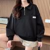 Navava Women Pocket Zip Collar Long Sleeve Sweatshirt Nt2938