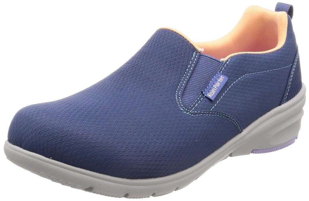 Moonstar RPL004 Waterproof Size 2E Women's Slip-Ons, Blue, 22.5 cm,