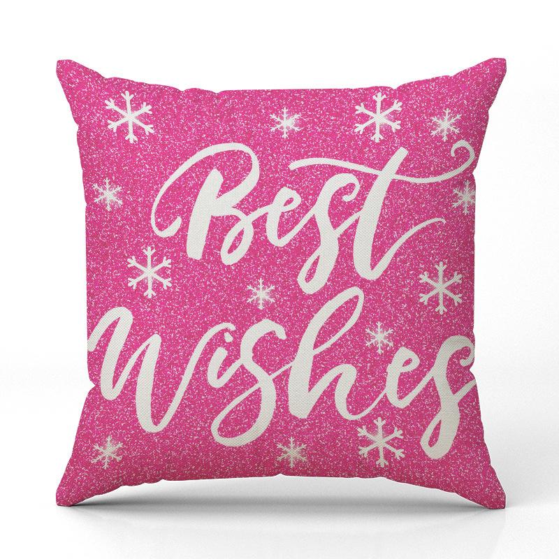 

Новая розовая подушка наволочка Рождественская льняная наволочка с принтом праздничное украшение комнаты дивана наволочка