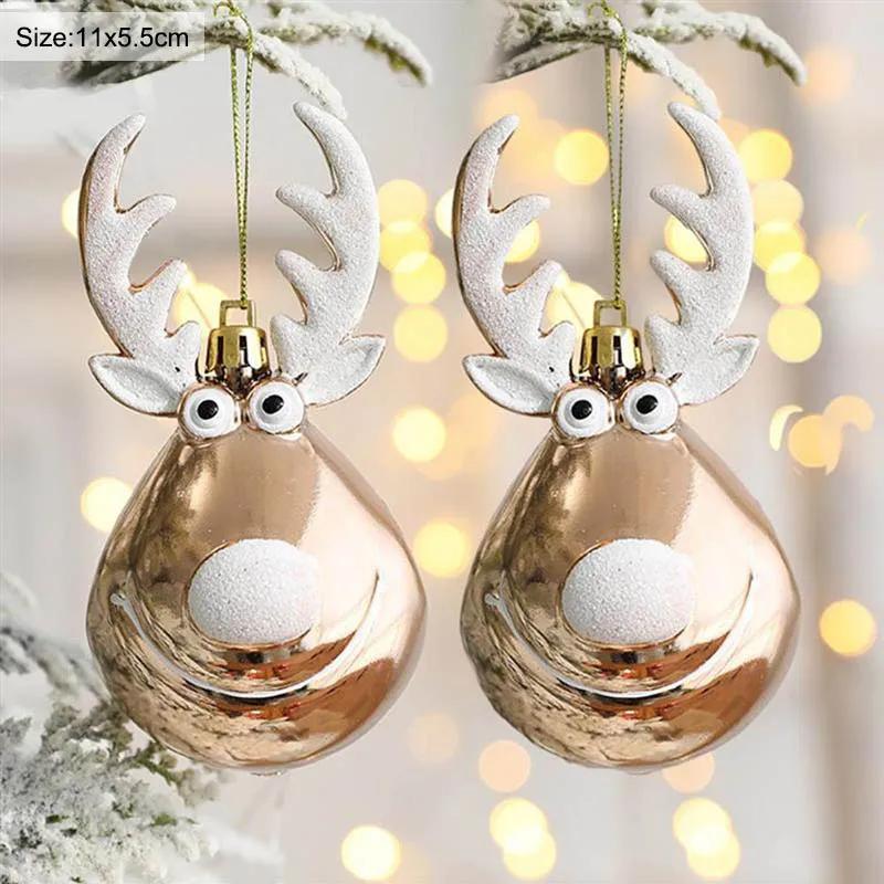 Navidad 2pcs Elk Christmas Balls Ornaments Xmas 1Tree Hanging Bauble Pendant  Christmas Decorations New Year Party Navidad 2026