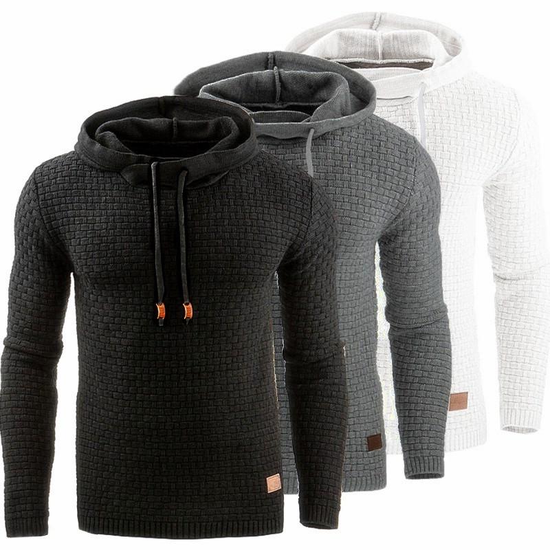 Autumn and Winter New Men's Jacquard Sweatshirt Long Sleeve Hoodie Warm Color Hooded Sports Jacket