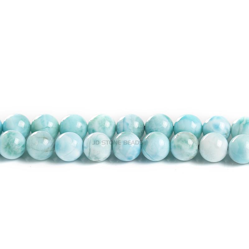 Jingde Jewelry Natural Larimar Round Beads - Semi-precious Sea Pattern Stones for DIY Jewelry Accessories.