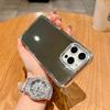 Electroplating lens flash drill mobile phone case is suitable for Apple 16PRO solid color powder 15/14 large hole trend 13 protective case