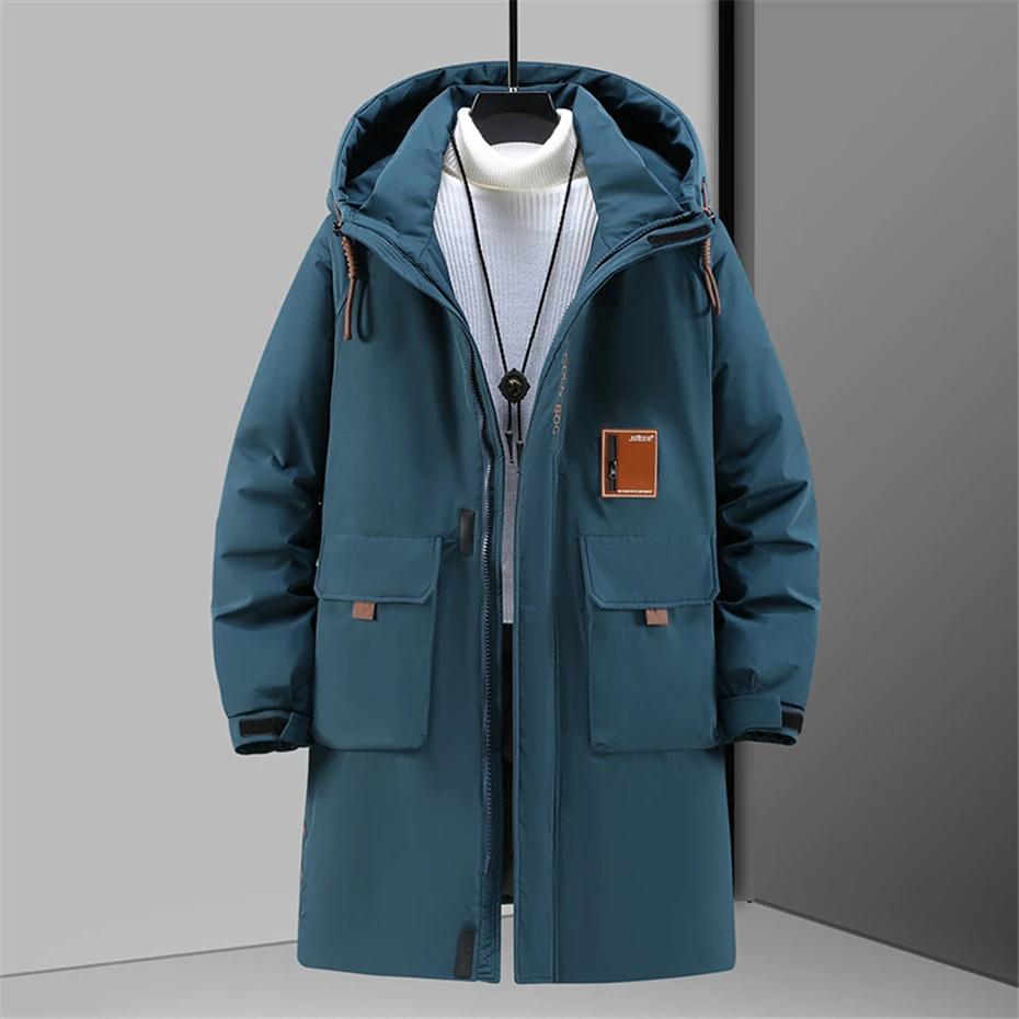 Winter Lange Parkas Männer Dicke Jacken Mantel 12XL Plus Größe Mode Lässig Wasserdichte Parkas Männlichen Winter Schwarz Mantel Große Größe 12XL