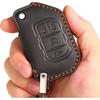 EASYANT Handmade Leather Car Key Fob Cover Compatible with Jeep 2018-2024 Wrangler Gladiator Sahara Rubicon 4 Buttons Black