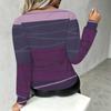 Plus Size Women V Neck Lantern Long Sleeve Top Color Block Print Slim Fit Casual Blouse