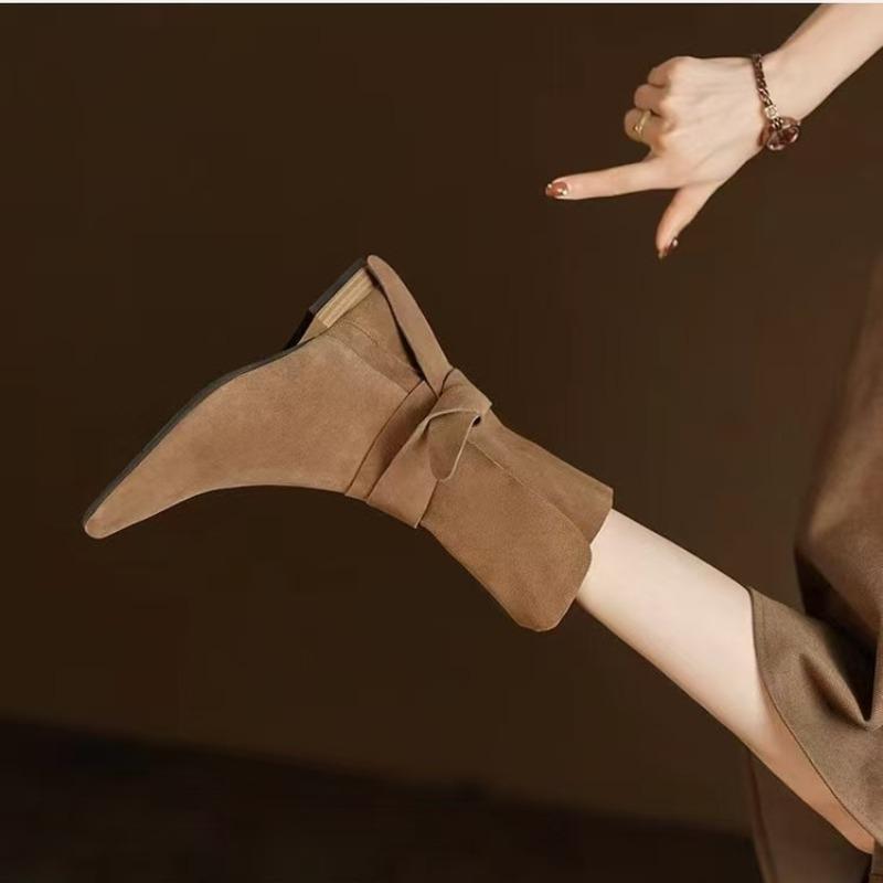 Mode NOUVEAU 2024 Femmes Bottes en Cuir Fait Main Haute Qualité Plates Vert Armée Bottines avec Sangle Nœud Chaussures Mode Automne Hiver
