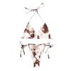 Women's Tie- Print High-Breasted Straps Bikini Set Two-Piece Swimsuit