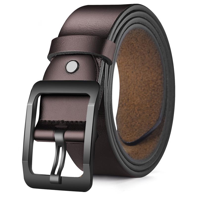 Men's Soft Leather Belt with Alloy Japanese-Style Antique Buckle and Copper Pin