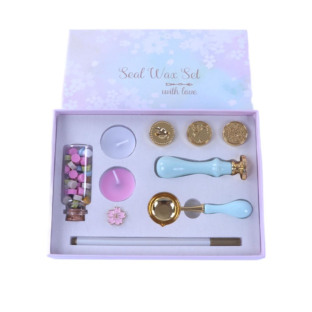 Wax Sealing Stamp Set Exquisite Fire Paint Wax Candles Brooch Replaceable Stamps Set for Envelope Ca