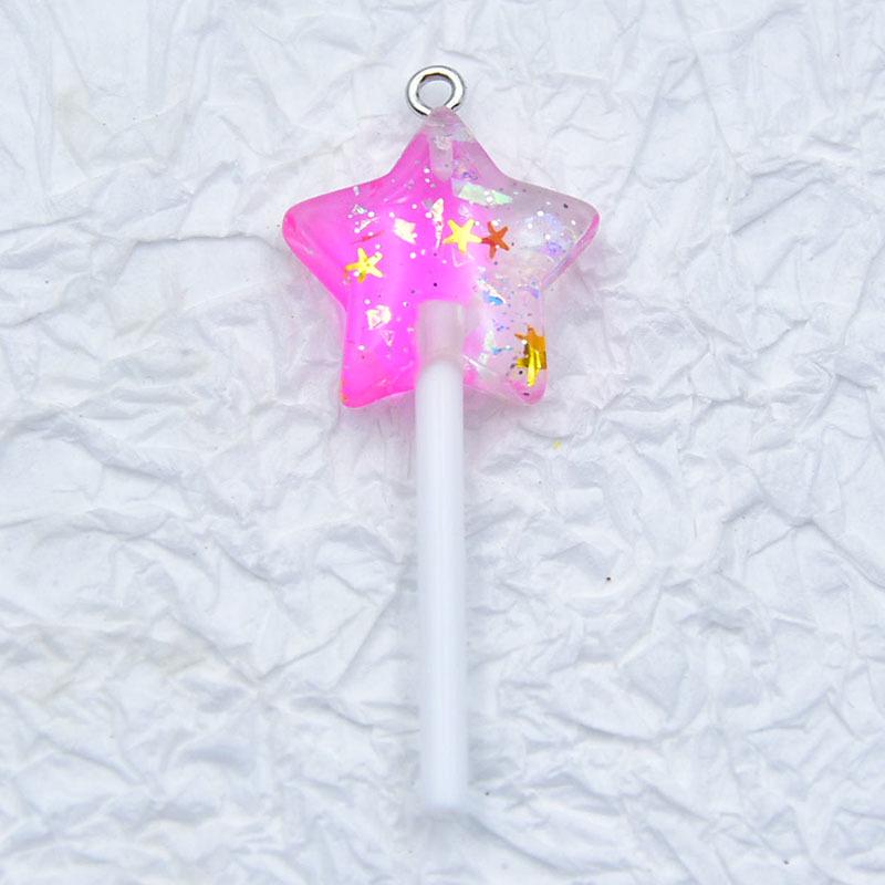 Two-Color Resin Glitter Star & Seashell Lollipop Earrings/Pendant DIY Accessories