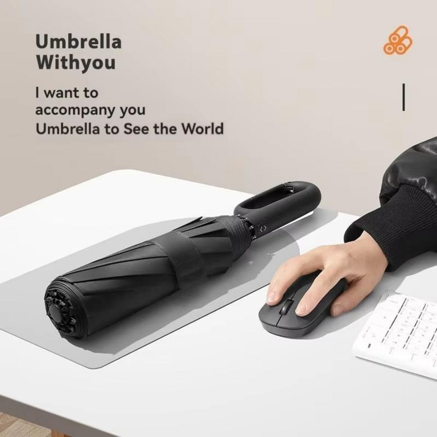 20 Bones Windproof Strong 105CM Reinforced Automatic Folding Umbrella, Large Buckle Handle Wind Water Resistant Travel Umbrella