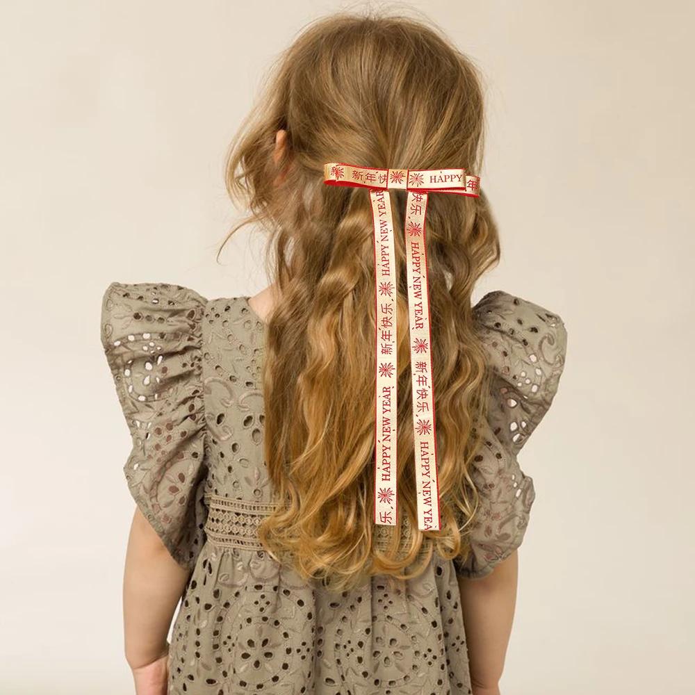 2pcs Long Tassel Ribbon Hairpin Cute Candy Bow Clip for Women Girls Party Gifts Headwear Side Clips Hair Accessories