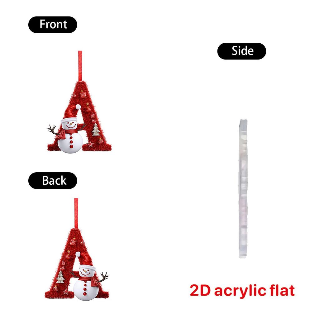 Christmas Ornament 2D 26 Letter Snowman Christmas Decoration Xmas Tree Decor Festive Letter Hanger Holiday Home Decor