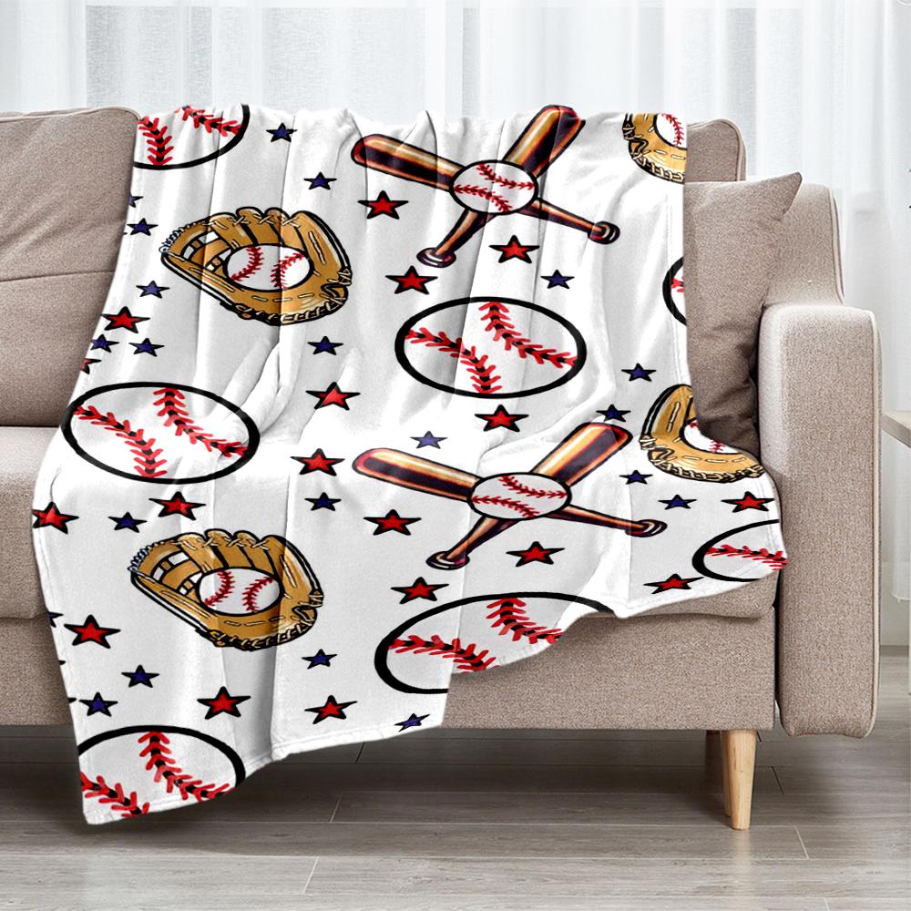 Baseball Theme Printed Blanket - Perfect for Couch, Bed, Travel & Outdoor Use | Machine Washable, Cozy & Durable.