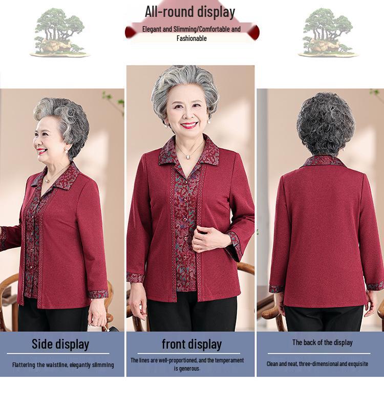 Elegant Spring & Autumn Shirt for Mother-in-law - Stylish Outfit for Middle-Aged & Elderly Women