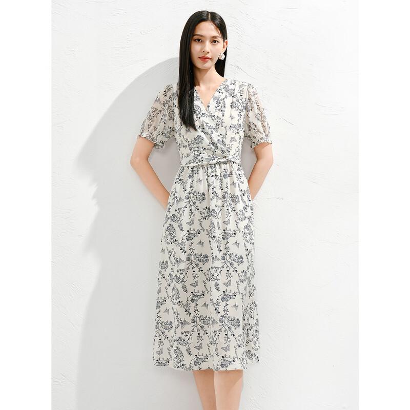 Jiuzi Annacol 100% Silk Floral Commuter Dress