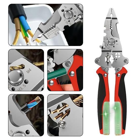Wire Stripper with Voltage Tester Ergonomic Handle High Precision Compact Portable Multi-function Electric Wire Stripping Tool