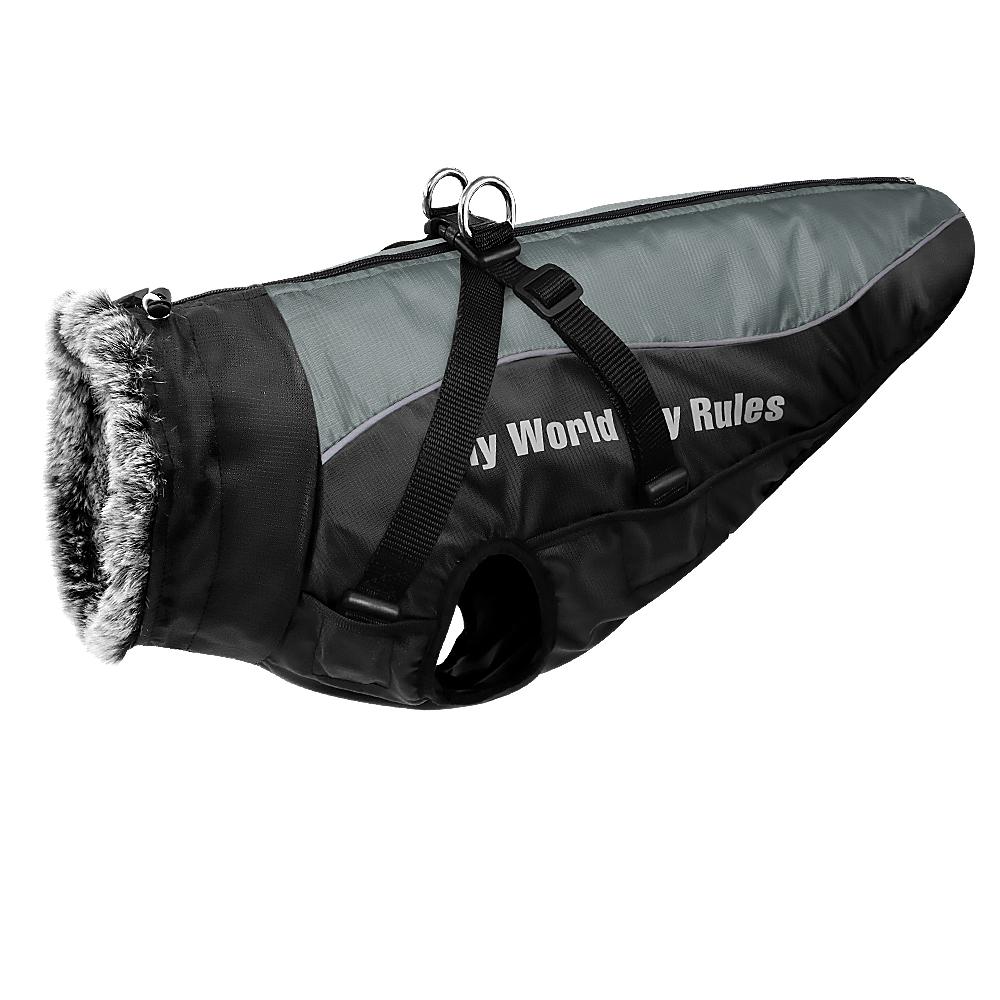 

Теплая одежда для собак с шлейкой, зимняя одежда для собак для лабрадора, борзой, французского бульдога, жилет, водонепроницаемая куртка для больших собак 2XL