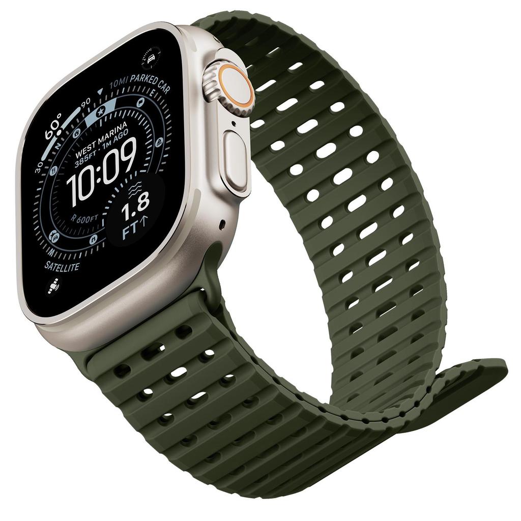 Magnetic Silicone Sport Band for Apple Watch Ultra 49mm 44/45/46mm Fish Scale Breathable Waterproof Replacement Strap Men Women