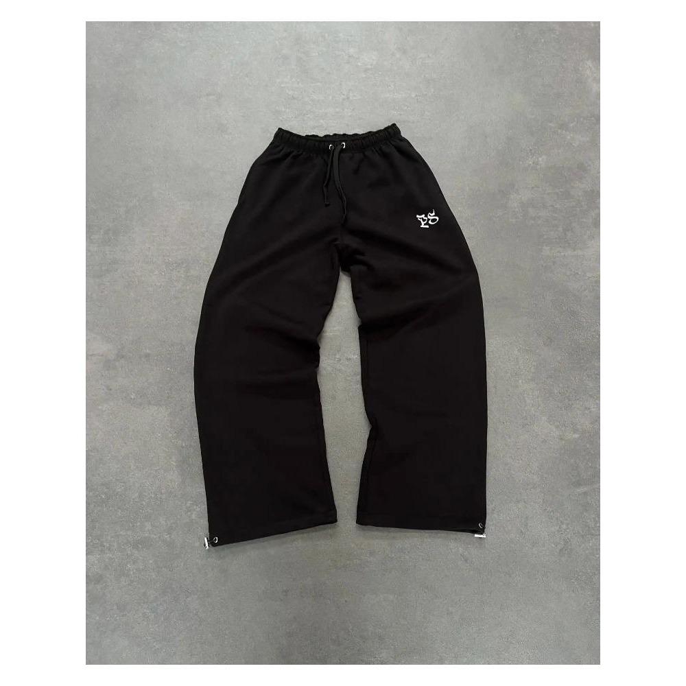 

Американская мода однотонный свободный свитшот Y2K мужской двухсекционный Harajuku хип-хоп готический Джокер брюки спортивные штаны S