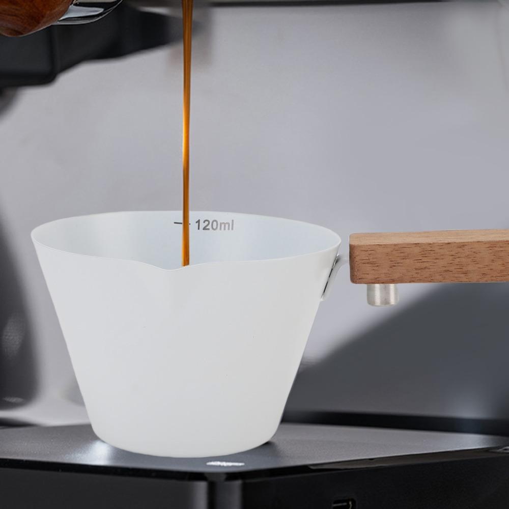 Wooden Handle Measuring Cup Clear Scale Measuring Spoon Convenient Milk Frothing Cup Latte Art