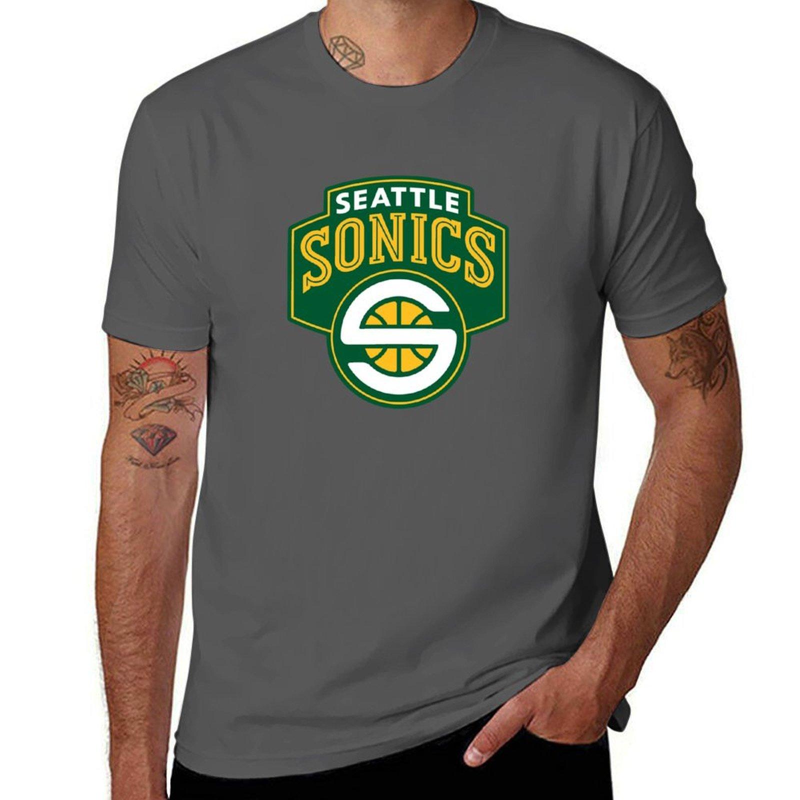 SEATTLE SUPERSONICS Футболка мужская футболка хлопок высокое качество футболка индивидуальная печать Футболка M