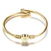 Stylish Women's Bracelet: Stainless Steel Peach Heart with Braided Cable and European-American 26 Letters Design