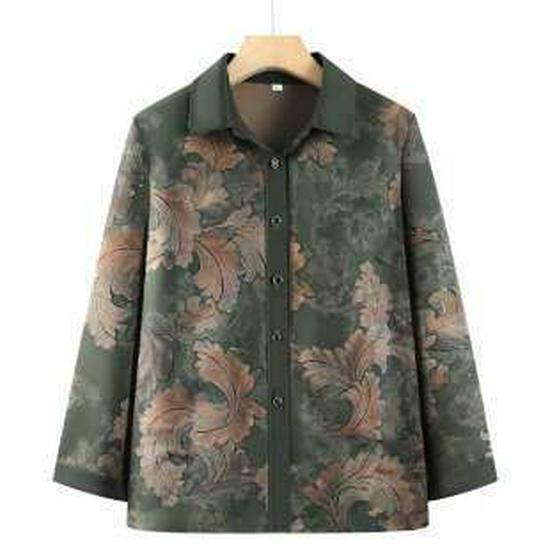 

Vintage-Inspired Long Sleeve Jacket for Seniors - Stylish 60s/70s Fashion for Moms & Elderly Women 3XL зелёный