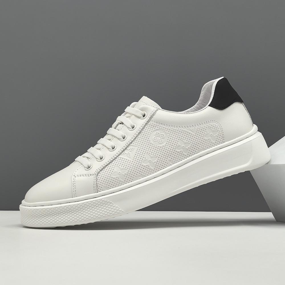 

Мужские кроссовки из белой коровьей кожи в европейском стиле - Дышащие, на толстой подошве, Универсальные модные кроссовки 39