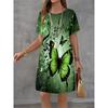Women Dress Butterfly Pattern Printing Design Sense Pattern Summer Elegant Women A-Line Dress Casual Short Sleeve Mini Dress