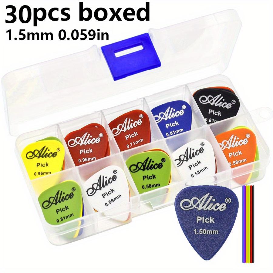 30pcs Alice Guitar Picks Set Varying Thickness from 0.58mm To 1.50mm Durable Plastic Picks with a Transparent Storage Case JXB